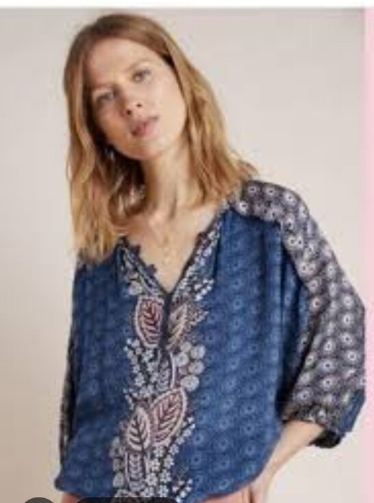 Anthropologie Tops - Anthropologie Navy Blue Hiver Blouse NWT Size Medium New